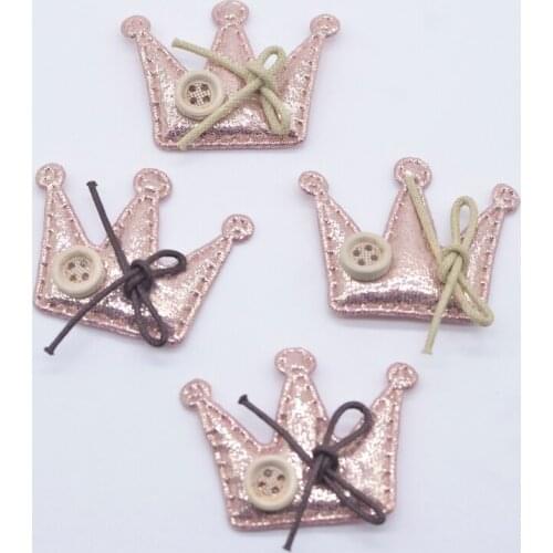 10Pcs Padded Crown With Tie Appliques for Handmade Clothes Hat Leggings Sewing Patches DIY Headwear Hair Clips Decor Accessories