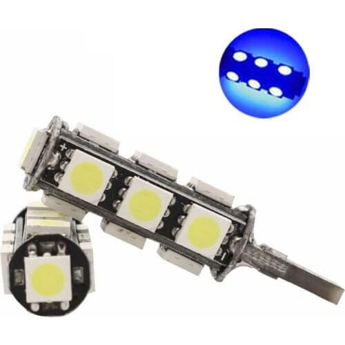 10Pcs Blue T10 W5W 5050 13SMD LED Car Bulbs Canbus Error Free 194 168 2825 Clearance Lamps Reading License Plate Lights 12V