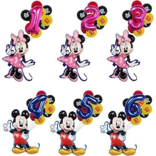 11pcs Disney Mikcey Minnie Party Balloons Kids Birthday Foil Balloons Baby Shower Party Supplies Mickey Balloon Air Globos