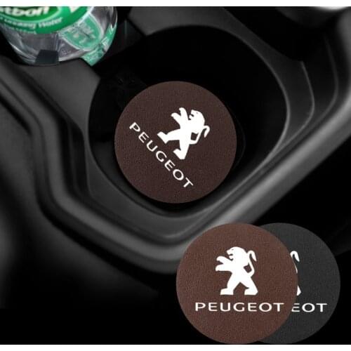 2Pcs PU Leather Car Cup Mat Auto Emblem Coaster Accessories For Peugeot 206 307 308 406 207 3008 5008 208 407 508 2008 301 408