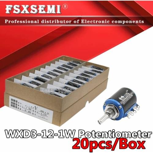 20pcs WXD3-12-1W 100 220 470 1K 2K2 3K3 4K7 10K 22K 33K 47K Ohm 100R 220R 470R 2.2K 3.3K 4.7K WXD3-12 1W Wirewound Potentiometer