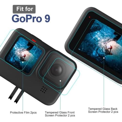 6pcs Camera Tempered Glass Ultra-thin Lens Film Screen Scratch-resistant Protector Film For Go Pro 9 Action Camera Accessories