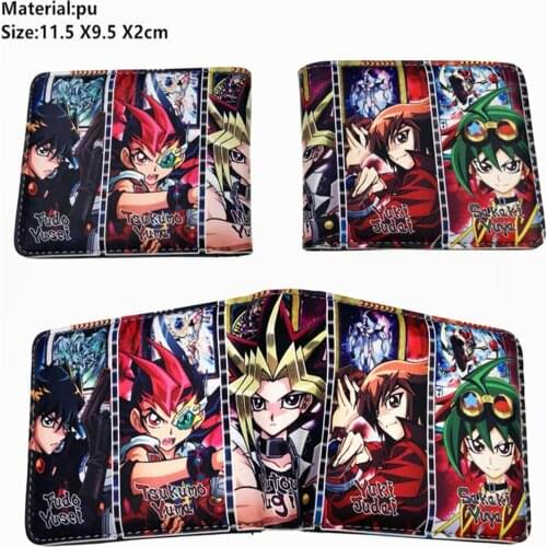 Anime Yu-Gi-Oh Yugi Muto Pu Wallet Cartoon Boys Girls Coin Zipper Pocket Short Bifold Photo Card Holder Leather Student Purse