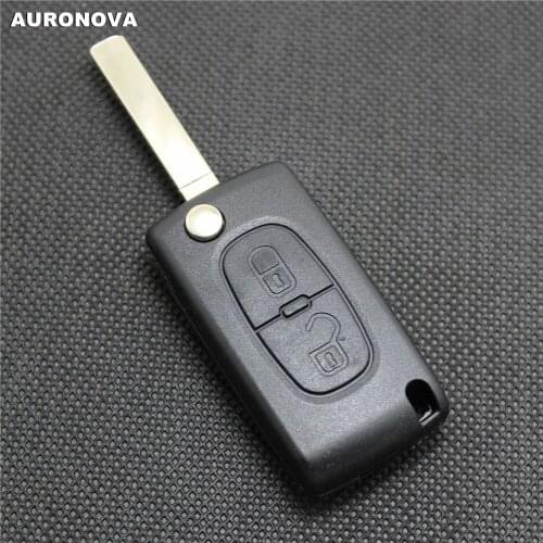 AURONOVA New Folding Key Shell for Peugeot 307 308 407 607 2 Buttons Remote Car Key Case No Side Groove