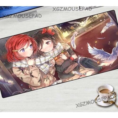 XGZ Customized Big Mouse Pad Black Lock Egde Anime Cute Girl Student Computer Desk Mat Train Pigeon Non-slip Rubber Stripe