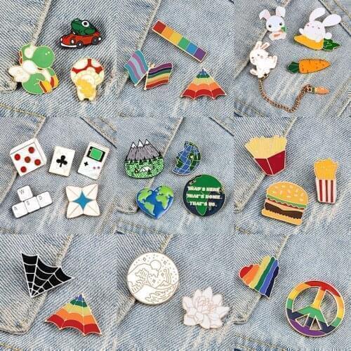 2-5Pcs/Set Rainbow LGBT Gay Brooch Cute Rabbit Flower Earth Enamel Pin Backpack Denim Hat Badge Fashion Jewelry Gift For Friends