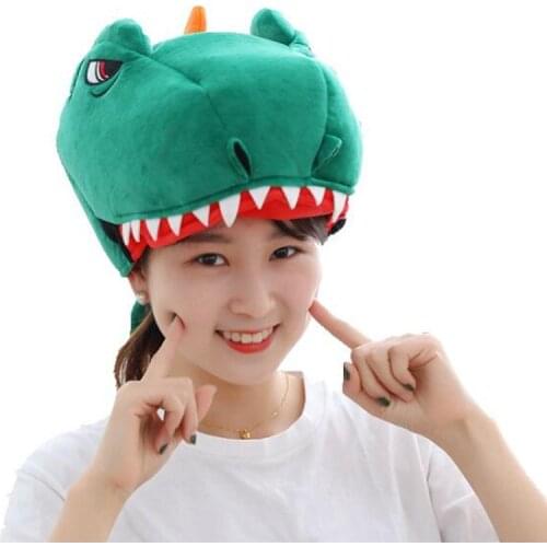Color dinosaur doll headgear hood hat plush hat toy birthday stuffed cap gift