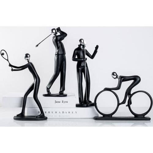Home Decoration Resin Sculpture Room Decoration Statue Creative Desktop Crafts Modern Black Sports Figure Decoration Ornaments
