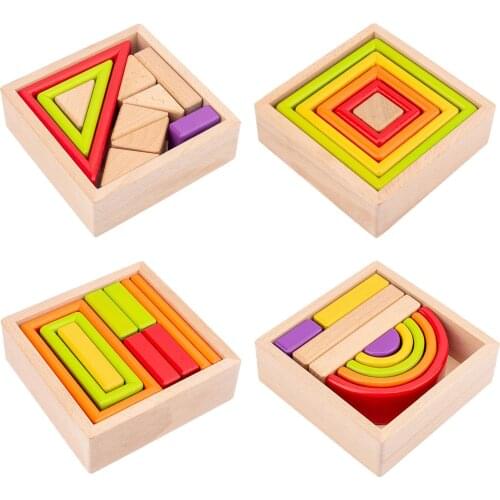 Wooden Rainbow Colourful Stacking, Balancing and Sorting Blocks Toy Game