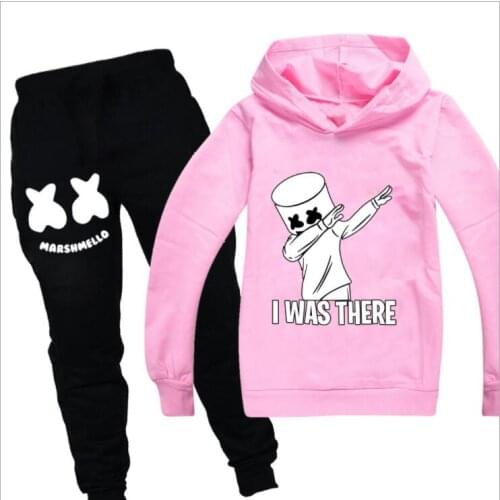 Childrens Clothing Boys And Girls Hooded Suits Cartoon Print Cute Costumes Teenager Outdoor Sportswear Running Suit 2-Piece Set