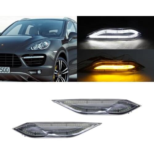 For Porsche Cayenne Gen 958 2011-2014 Front Amber Led Side Marker Light White Led DRL Halo Running Position Light