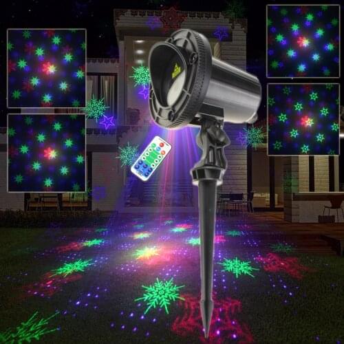 ESHINY Outdoor WF RGB Laser 18 snowflake Patterns Projector Family Party Xmas Tree Wall Landscape Garden Light Show T235N7