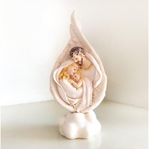 Resin Saint Joseph Mary with Jesus Christ Figurine Holy Family Figurine18cm Fine Handicraft Home Decoration Nacimiento Navidad