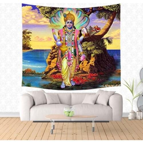 Custom Hinduism Lord Krishna Tapestry Wall Hanging Cloth Wedding Decor Tapestries Living Room Decoration Wall Cloth