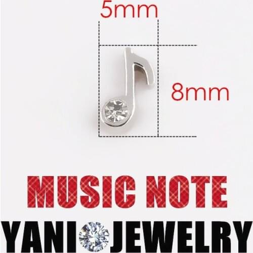 F498 Free Shipping Crystal Silver Music Note Charms For Glass Floating Locket 20pcs/lot
