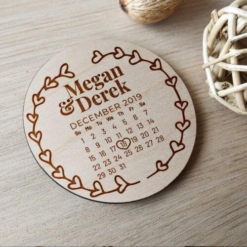 Heart classic wood save the date magnet ,Rustic Calendar Wooden Wedding save the date magnets, Bride & Groom Gift
