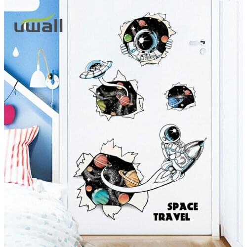 Creative 3D Spaceship Astronaut Wall Stickers Boy Room Stickers Kids Room Decor Bedroom Home Decoration Self-Adhesive Sticker