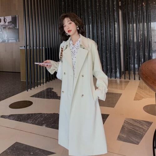 Small windbreaker coat womens middle long 2021 new spring autumn Korean loose casual coat