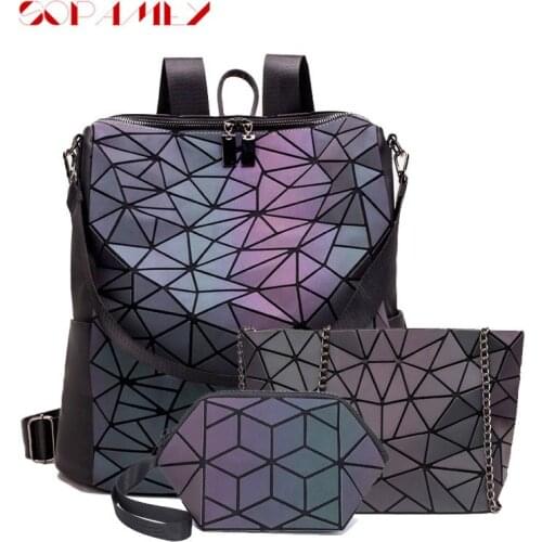 Multifunction Luminous Set Bag Irregular High-Capacity Women Backpacks Folding Men Bag High Quality School Bag Contracted Purse