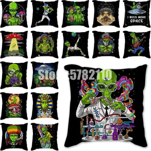 Cartoon spaceship Decorative Cushion Cover 45x45cm UFo alien Printed Chair Car Sofa Hug Throw Pillowcase Pillow Cases Home Decor