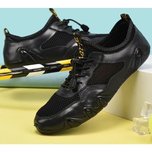 Mens Driving Shoes Split Leather Lace Up Loafers Moccasins Soft Comfortable Casual Shoes Business Dress Shoes