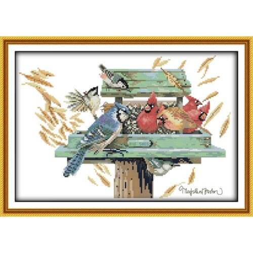 Birds'love nest cross stitch kit cartoon canvas stitching embroidery DIY handmade needlework