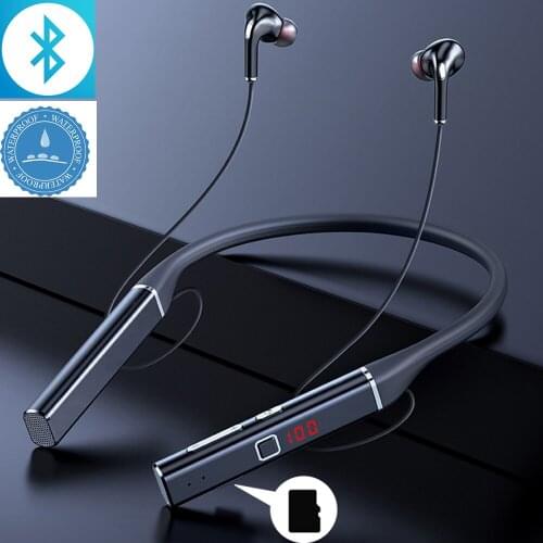 TWS Magnetic Neckband Headphone 100 hours Bluetooth Wireless Earphone IPX3 Sport Headset Waterproof Noise Cancelling Microphone