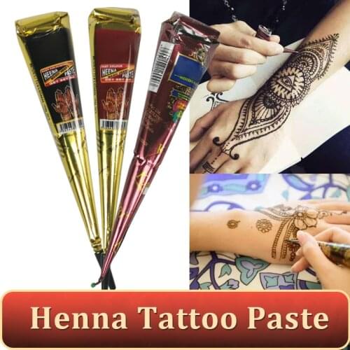 New Henna Tattoo Paste Black brown red white Henna Cones Indian For Temporary Tattoo Sticker Body Paint Art Cream Cone