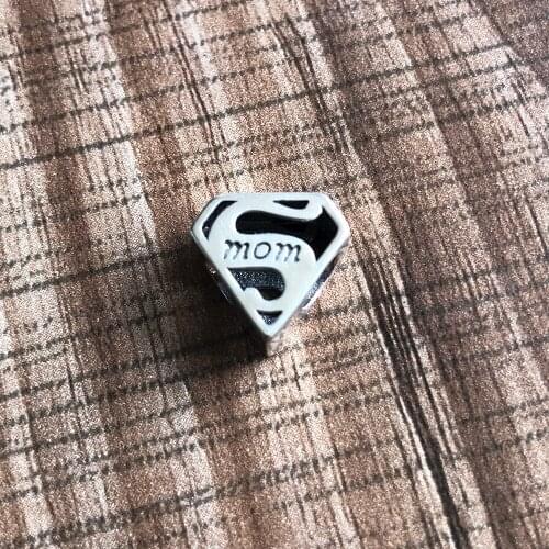 New 925 Sterling Silver Beads Super Mom Fit Original Pandora Bracelets & Bangles Pendant Necklace Mother Gift