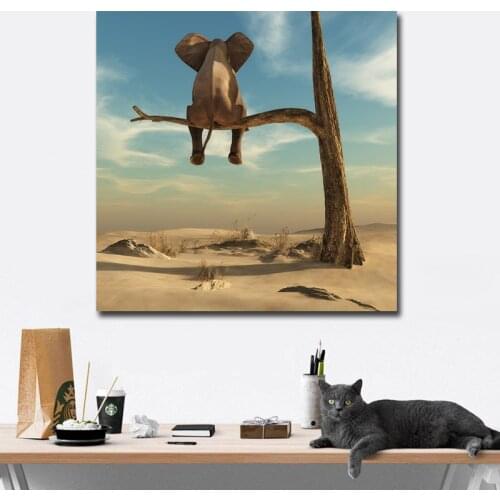Lonely elephant Canvas Painting Modern Print Poster Pictures Home Bedroom Living Room Decoration Wall Art no frame