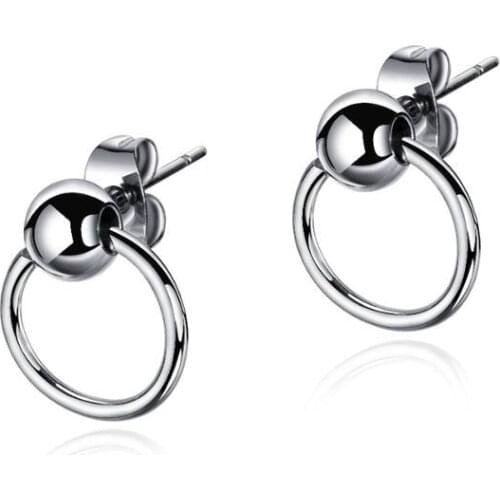 Simple Punk Round Stainless Steel Stud Earrings For Man Woman Trendy Party Ear Jewelry Gift Drop Shipping