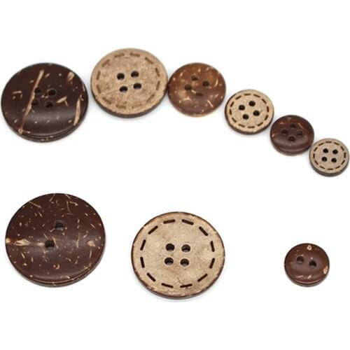 9-25mm Coconut Buttons 2 Holes 4 Holes Round Dotted Line Garment Sewing Button For Childrens Clothing Shirt Jacket Scrapbooking
