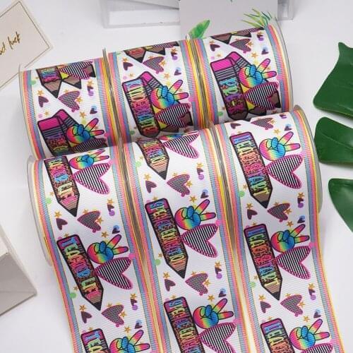 DIY Handmade Materials Printed Bcake To School Grosgrain Ribbon 50 Yard Per Size 57448