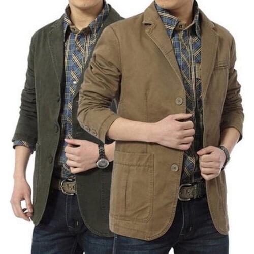 Safari Style Blazer Men Casual Blazers Cotton Denim Jacket Mens Slim Fit Jackets Vetement Homme M-4XL