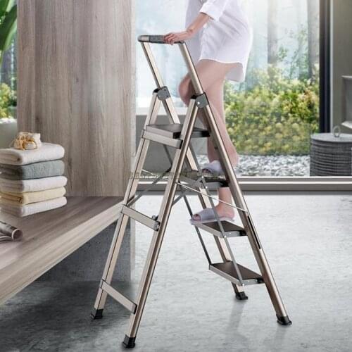 Ladder Household Folding Contraction Thickening Miter Ladder Telescopic Indoor Four Or Five Step Multi-functional Aluminu