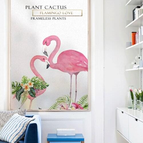 Glass film glue-free flamingo plant bathroom light opaque window cellophane anti-peep window sticker