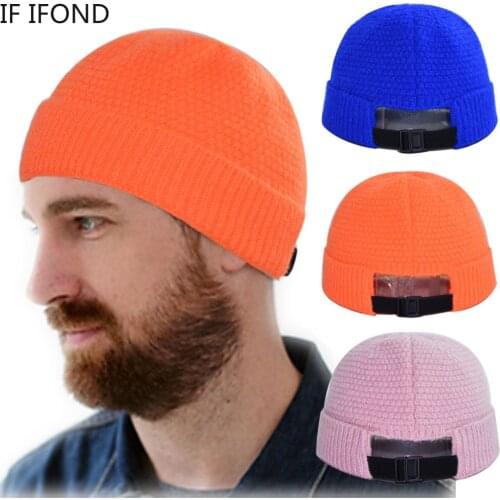 Warm Winter Beanies Casual Short Thread Hat Men Hip Hop Knitted SkullCap Elastic Hats Autumn Solid Color Adult Cap