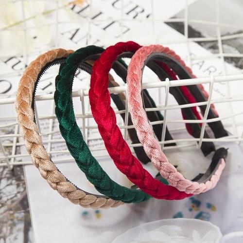 Weaving Hairbands Women Braided Velvet Headbands Hair Hoop Bands Elastic Fashion Bezel Non-Slip Headdress Bezel Hair Accessories