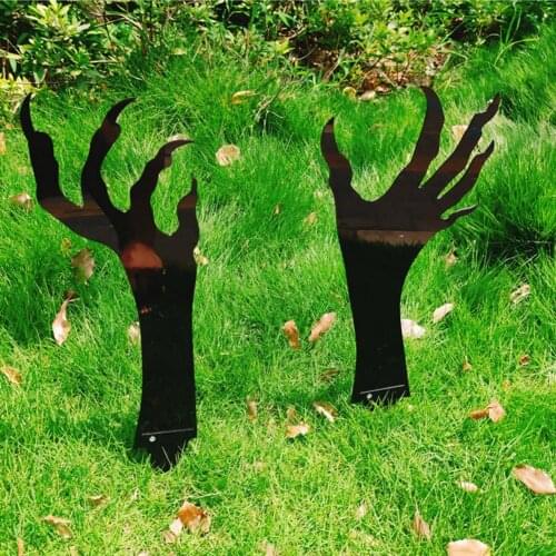 Halloween Decorations Outdoor Metal Black Ghost Hand Silhouette Yard Stakes For Garden Patio Backyard Party Decors Favors Props