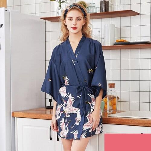 Women Silk Satin Nightie Short Night Robe Solid Lady Fashion Robe Sets Bath Robe Sexy Bathrobe Wedding Bride Bridesmaid Pajamas