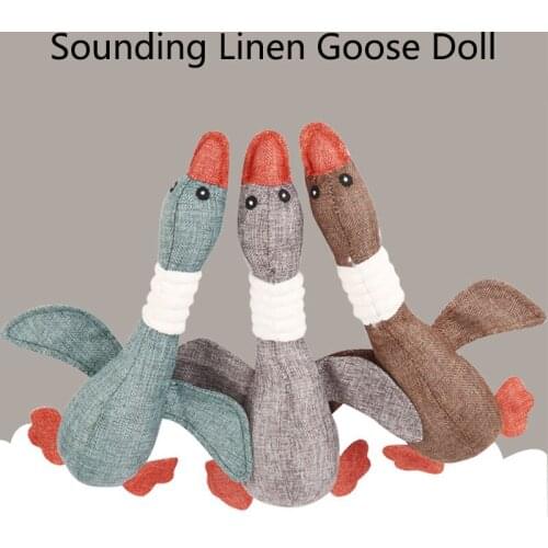 Sounding Linen Wild Goose Doll Cartoon Dog Stuffed Toy Natural Fabric Plush Products Bite Resistance Interactive Chewing Pet Toy