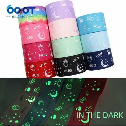 19YGCM-3,1-1/2'' 38mm,5yards New Fluorescence cartoon moon bow strawberry Printed grosgrain Ribbons,DIY handmade Headwear