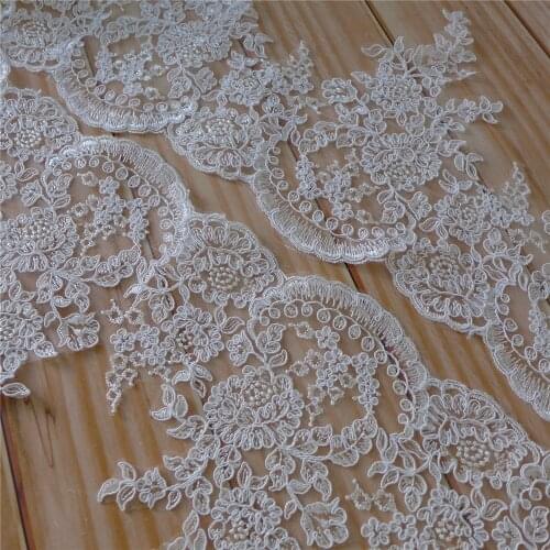 5 Yards Ivory Alencon Lace Trim With Corded Flower Bridal Lace Trim Embroidery DIY Lace Accessories