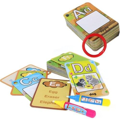 2020 Water Drawing Card 26 Alphabet Coloring Book with 2 Magic Pen Letter Card Painting Board English Learning Educational Toy