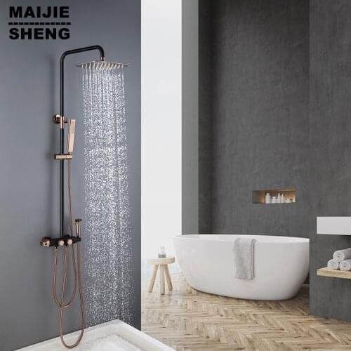 Black Rose Gold Suit American Four Function Shower Head Bathroom Household Spray Gun