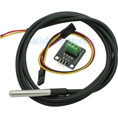 DS18B20 Digital Waterproof Temperature Sensor Module Kit Stainless Steel Probe For Arduino Plugable Terminal Adapter 100CM Cable