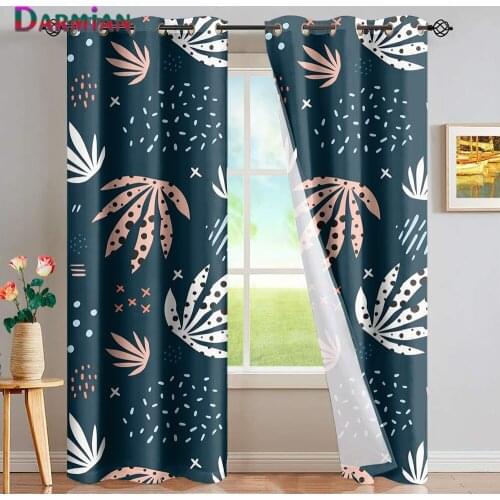 DARMIAN Broken Leaves Print Curtains Bedroom/Living Room Home Window Decoration Sunblinds Premium Blackout Grommet Curtains 2021