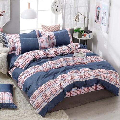 Home Textile Black plaid Pink Duvet Cover Pillowcase Bed Sheet Simple Bedding Set 3/4pcs Single Double Bedline Dropship