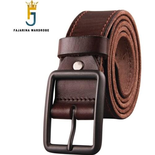 FAJARINA Top Quality Cowhide Leather Casual Design Black Alloy Buckle Metal Accessories Jeans Belts for Men 3.8cm Width N17FJ946