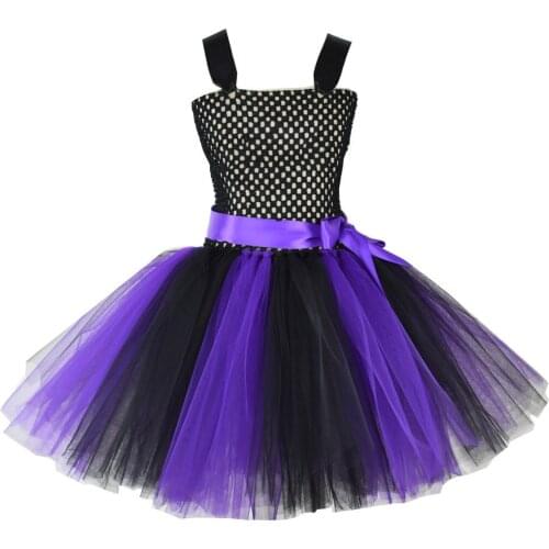 Purple and Black TUTU Dress for Girls Baby Birthday Party Dress Kids Dance School Halloween Costume 1-12Y